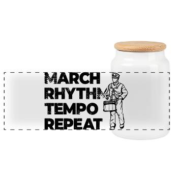 Drummer Motivation - Panoramic Cookie Jar with Wooden Lid - white - Front