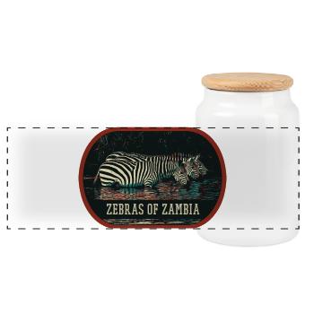 Sambische Zebras mitten in der afrikanischen Savanne - Panorama Keksdose mit Holzdeckel - Weiß - Vorne