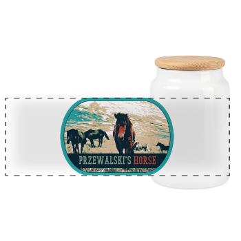 Chevaux de Przewalski en liberté – Pologne - Boîte à biscuits avec couvercle en bois - blanc - Devant
