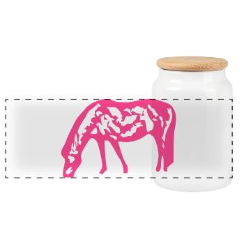 Pferd rosa pink - Panorama Keksdose mit Holzdeckel - Weiß - Vorne
