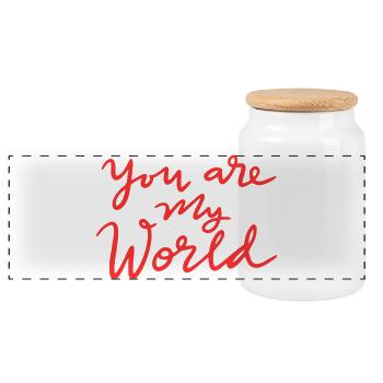 Tu es mon monde - Boîte à biscuits avec couvercle en bois - blanc - Devant
