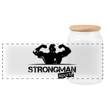 Strongman Sport Logo Symbole Musculation Fitness - Boîte à biscuits avec couvercle en bois - blanc - Devant
