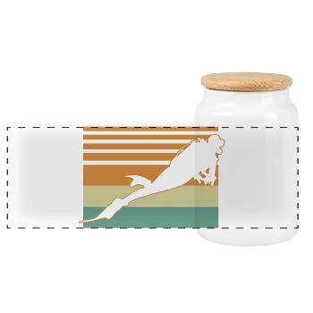 Diver Flag - Panorama Keksdose mit Holzdeckel - Weiß - Vorne