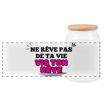 Message Inspirant Visuel florale rose - Boîte à biscuits avec couvercle en bois - blanc - Devant