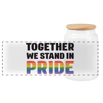 LGBT Pride Month - Together We Stand in Pride - Panoramic Cookie Jar with Wooden Lid - white - Front