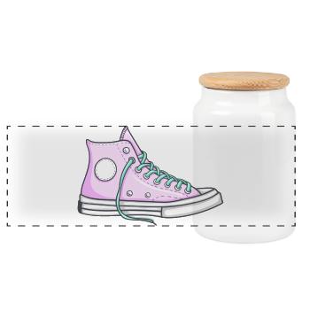 Dress with style and personality convers tennis - Panoramic Cookie Jar with Wooden Lid - white - Front
