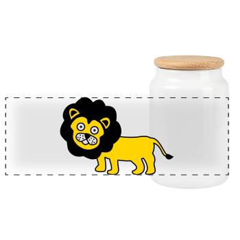 Le lion comme design pour enfants - Boîte à biscuits avec couvercle en bois - blanc - Devant