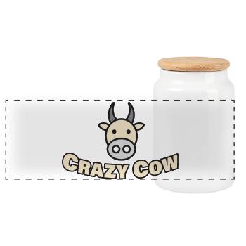 CRAZY COW - Panoramic Cookie Jar with Wooden Lid - white - Front