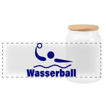 Water polo - Panoramic Cookie Jar with Wooden Lid - white - Front