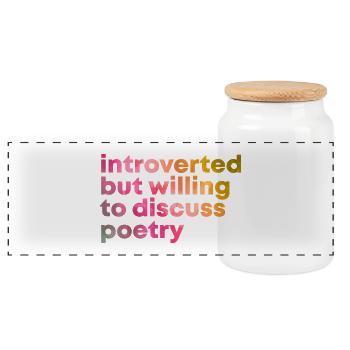 Poetry - Panoramic Cookie Jar with Wooden Lid - white - Front