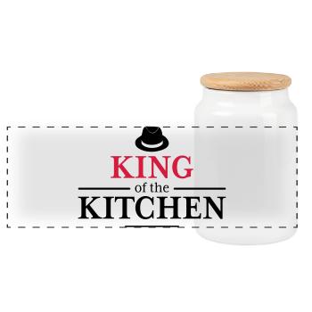 Men's Cooking Apron - Panoramic Cookie Jar with Wooden Lid - white - Front