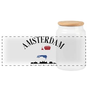 Carte des Pays-Bas avec drapeau néerlandais - Boîte à biscuits avec couvercle en bois - blanc - Devant