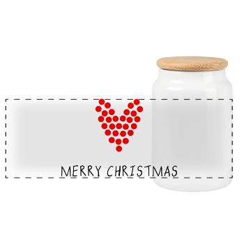 CHRISTMAS. MERRY CHRISTMAS. MERRY CHRISTMAS. SANTA CLAUS - Panoramic Cookie Jar with Wooden Lid - white - Front