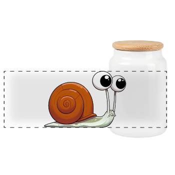 Schnecke - Panorama Keksdose mit Holzdeckel - Weiß - Vorne