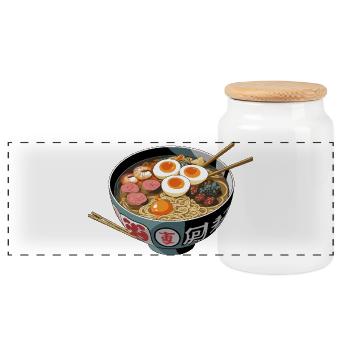 Bol de ramen Impression d’art - Boîte à biscuits avec couvercle en bois - blanc - Devant