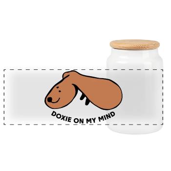 Casual Dog – Simply Relaxed - Panoramic Cookie Jar with Wooden Lid - white - Front