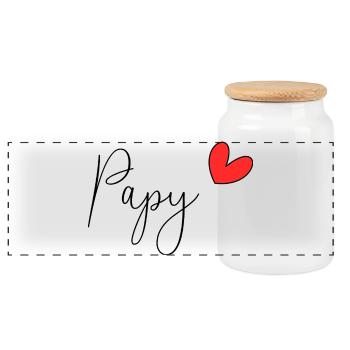 PAPY. FÊTE DES PÈRES. BONNE FÊTE PAPY. JE T'AIME. - Boîte à biscuits avec couvercle en bois - blanc - Devant