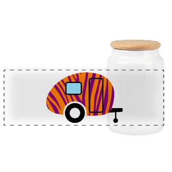 Caravan Wohnwagen Zebra Wildnis Camping Retro Fan - Panorama Keksdose mit Holzdeckel - Weiß - Vorne