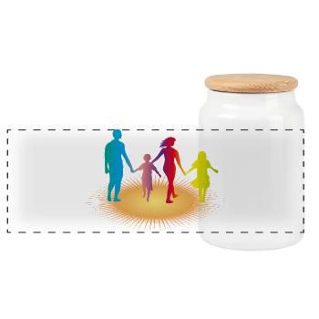 Colorful family in sunlight - Panoramic Cookie Jar with Wooden Lid - white - Front
