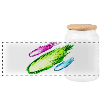 Explosion of colorful kites - Panoramic Cookie Jar with Wooden Lid - white - Front