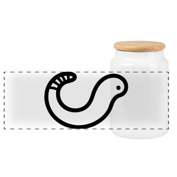 earthworm - Panoramic Cookie Jar with Wooden Lid - white - Front