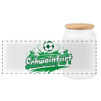Schweinfurt Fußball Fanartikel - Panorama Keksdose mit Holzdeckel - Weiß - Vorne