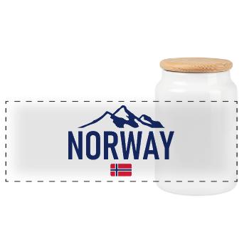 Norway - Norge - Norwegen - Flagge - Skandinavien - Panorama Keksdose mit Holzdeckel - Weiß - Vorne