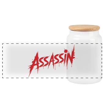 Assassin - Conception de sang tueur - Boîte à biscuits avec couvercle en bois - blanc - Devant