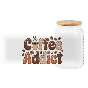 Coffee Addict Funny Caffeine Lover Saying - Panoramic Cookie Jar with Wooden Lid - white - Front
