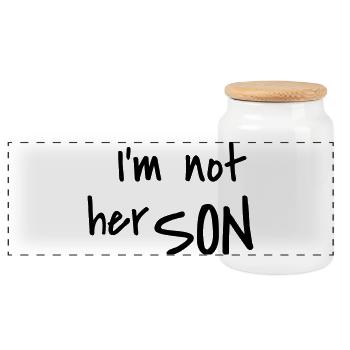 I'm not her son - Panorama Keksdose mit Holzdeckel - Weiß - Vorne