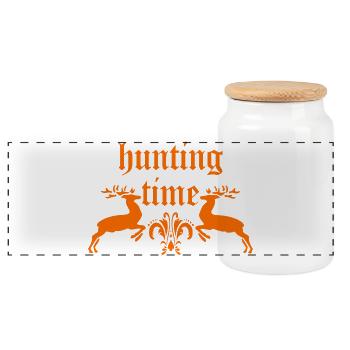 Hunting time - Panoramic Cookie Jar with Wooden Lid - white - Front