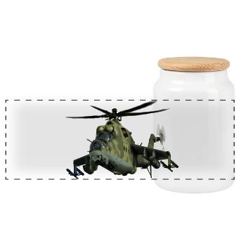avion de chasse motif camouflage hélicoptère - Boîte à biscuits avec couvercle en bois - blanc - Devant
