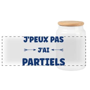 I can't I have partials - Panoramic Cookie Jar with Wooden Lid - white - Front
