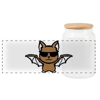 Süße Fledermaus Sonnenbrille cool Halloween lustig - Panorama Keksdose mit Holzdeckel - Weiß - Vorne