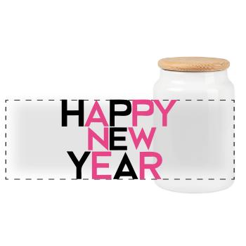 Happy New Year #2 - Panorama Keksdose mit Holzdeckel - Weiß - Vorne