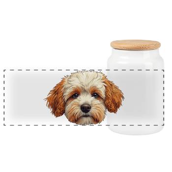 chien - Boîte à biscuits avec couvercle en bois - blanc - Devant