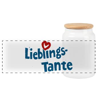 Lieblings - Tante - Panorama Keksdose mit Holzdeckel - Weiß - Vorne