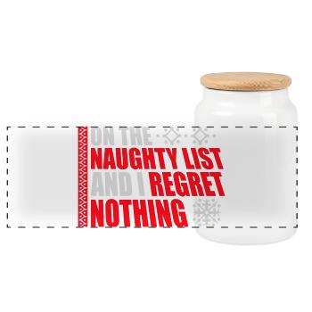 Sur la liste des vilains et ne regrette rien XMas Spruch - Boîte à biscuits avec couvercle en bois - blanc - Devant