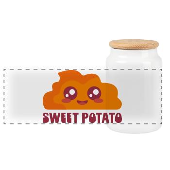 Patate douce dessin animé mignon - Boîte à biscuits avec couvercle en bois - blanc - Devant