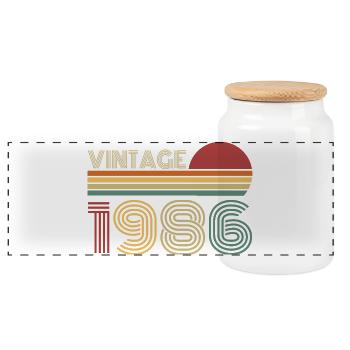 Vintage 1986 Jahrgang Retro Geburtstag Geschenk - Panorama Keksdose mit Holzdeckel - Weiß - Vorne
