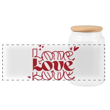 Liebe Liebe Liebe - Panorama Keksdose mit Holzdeckel - Weiß - Vorne