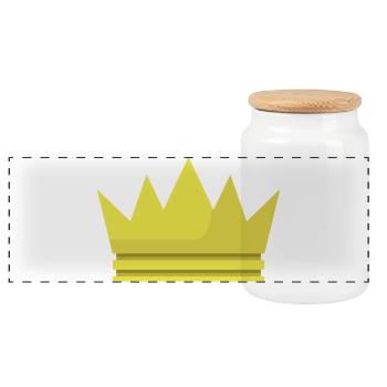 Crown - Panoramic Cookie Jar with Wooden Lid - white - Front