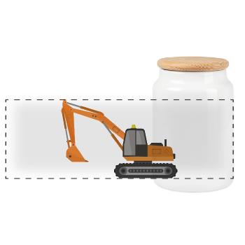 Excavatrice - Boîte à biscuits avec couvercle en bois - blanc - Devant