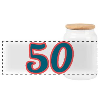 50. 50 YEARS. 50th ANNIVERSARY. 50 YEARS ANNIVERSARY. - Panoramic Cookie Jar with Wooden Lid - white - Front
