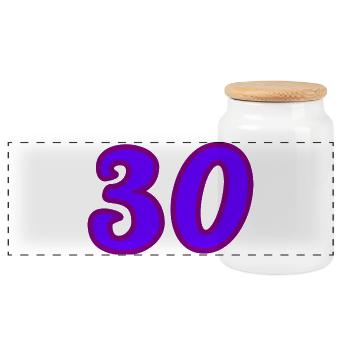 30. 30 YEARS. 30th ANNIVERSARY. 30 YEARS ANNIVERSARY. - Panoramic Cookie Jar with Wooden Lid - white - Front