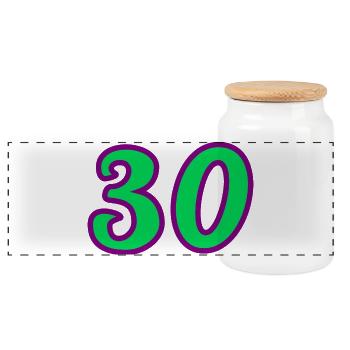30. 30 YEARS. 30th ANNIVERSARY. 30 YEARS ANNIVERSARY. - Panoramic Cookie Jar with Wooden Lid - white - Front