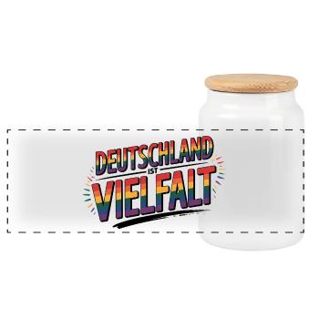 Germany is Diversity - Cool Pride Logo - Panoramic Cookie Jar with Wooden Lid - white - Front