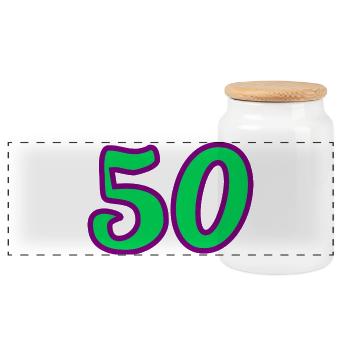 50. 50 YEARS. 50th ANNIVERSARY. 50 YEARS ANNIVERSARY. - Panoramic Cookie Jar with Wooden Lid - white - Front