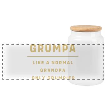 Grandpa Grandpa Grandchild Grandpa Grandpa - Panoramic Cookie Jar with Wooden Lid - white - Front