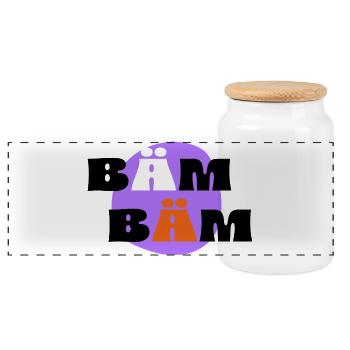 BÄM, BÄM - Panorama Keksdose mit Holzdeckel - Weiß - Vorne